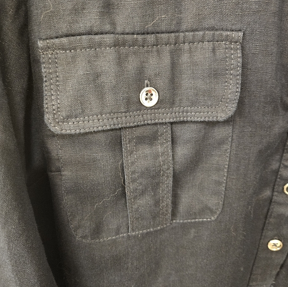 NWOT - Linen Jones New York Navy Blouse w Roll-Up Sleeves - Size 1X - Picture 5 of 11